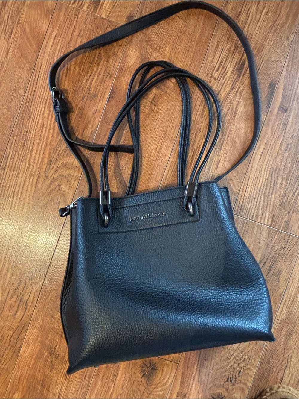 Michael Kors Black Pebbled Leather Shoulder Bag with Crossbody Strap